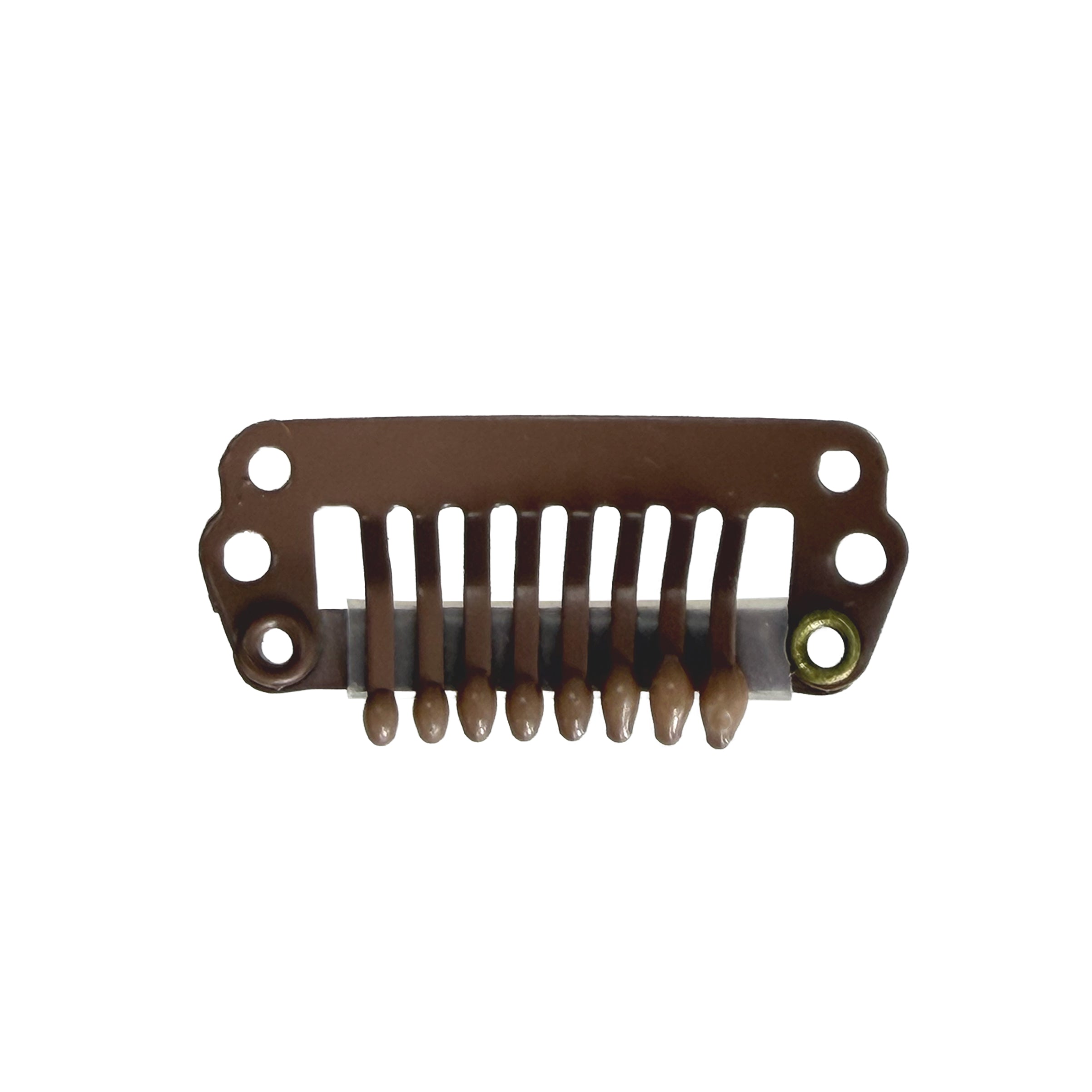 Paryk Clips m. coatede spidser I-shape - Mørk brun 3cm