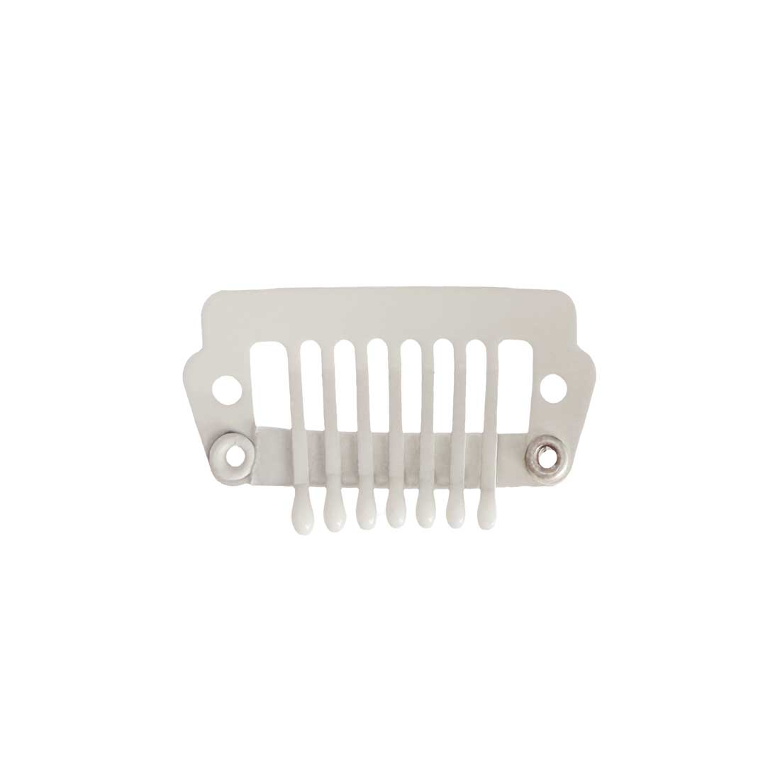Paryk Clips m. coatede spidser I-shape - Lys beige 2cm