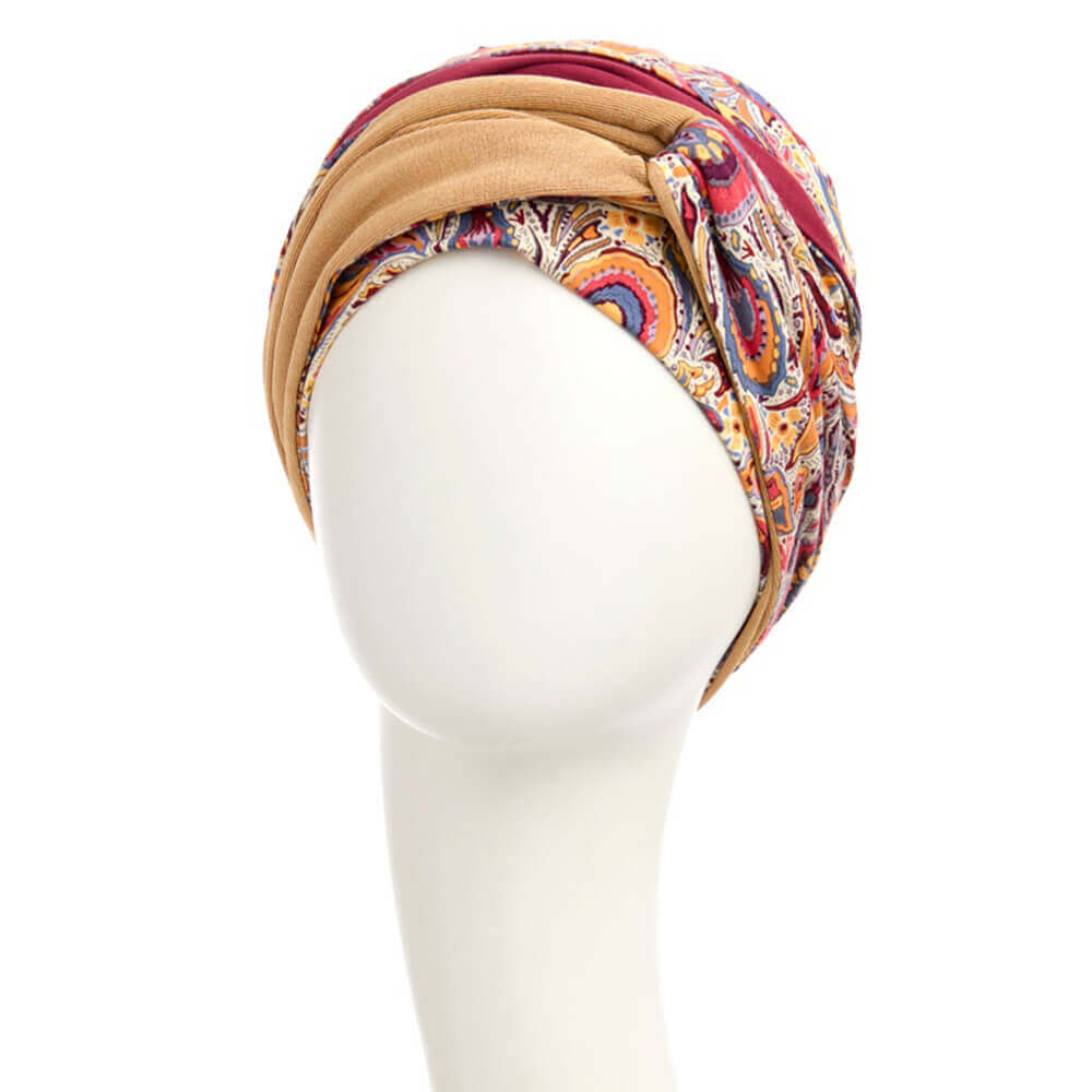 Turban med pandebånd for god volumen.