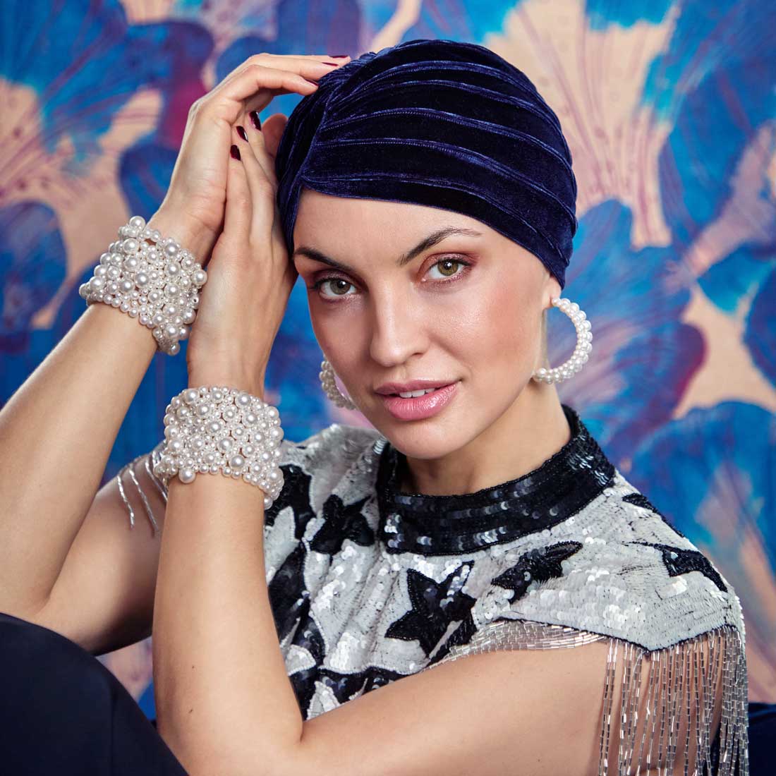 HocPearl Turban, Emerald Blue