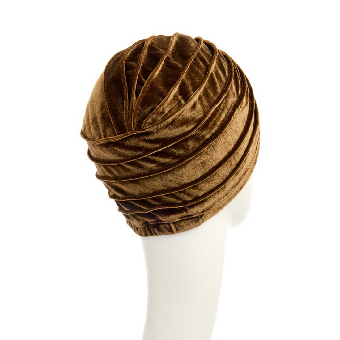 Smuk turban hue i brun velour