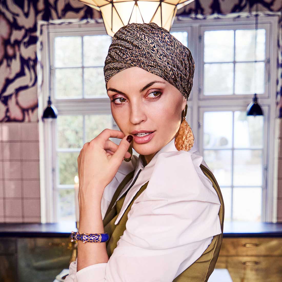 HocSapphire - Boho Turban, Blue Ink