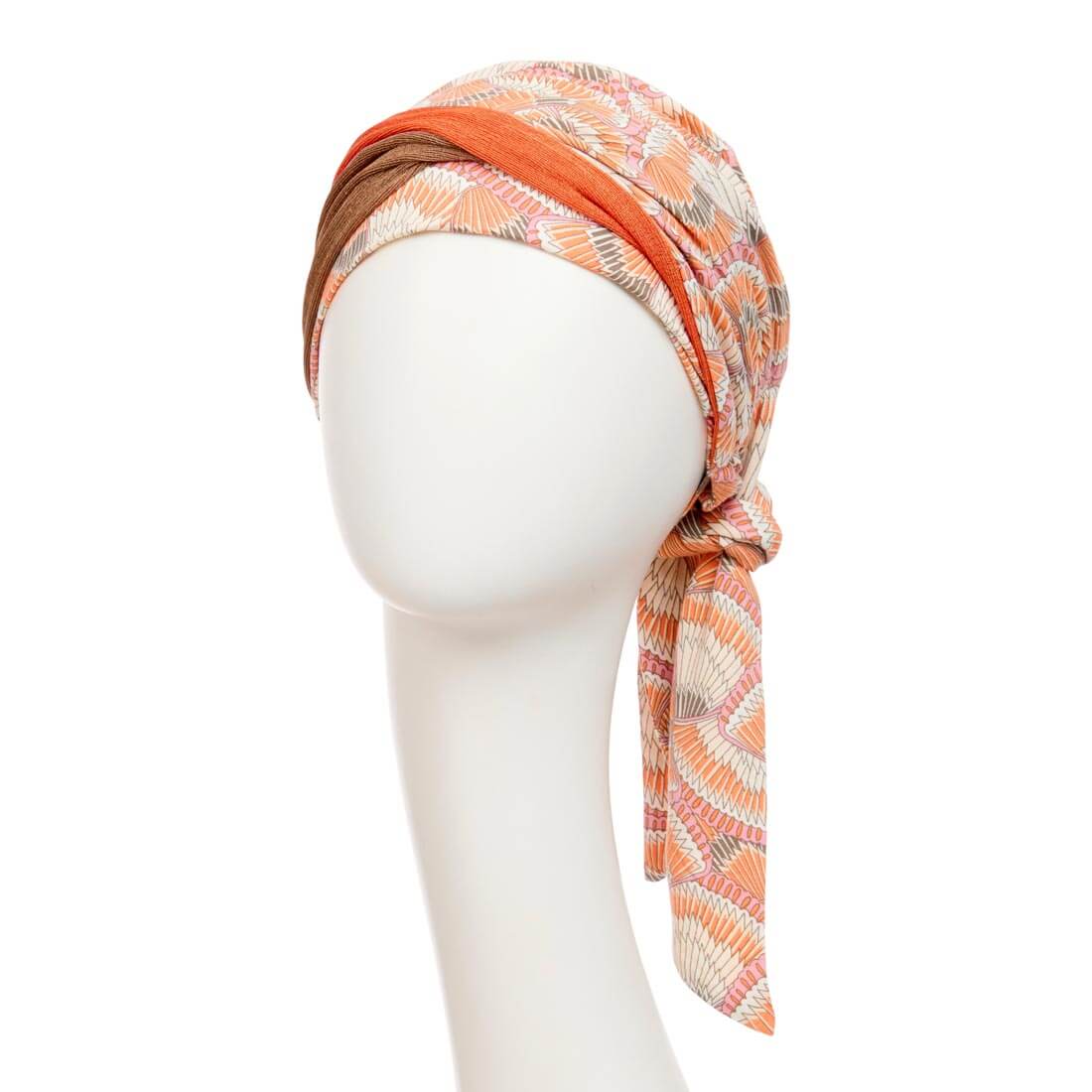 Turban tørklæde i lyse og orange farver