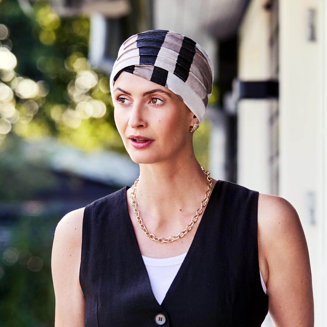 HocYoga Turban i mønstret Squares and Angles