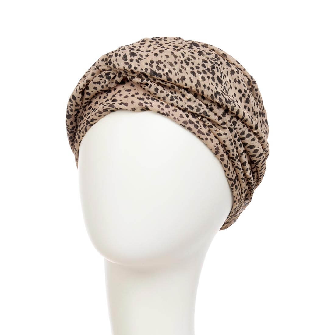 Turban til hårtab i leopardmønster
