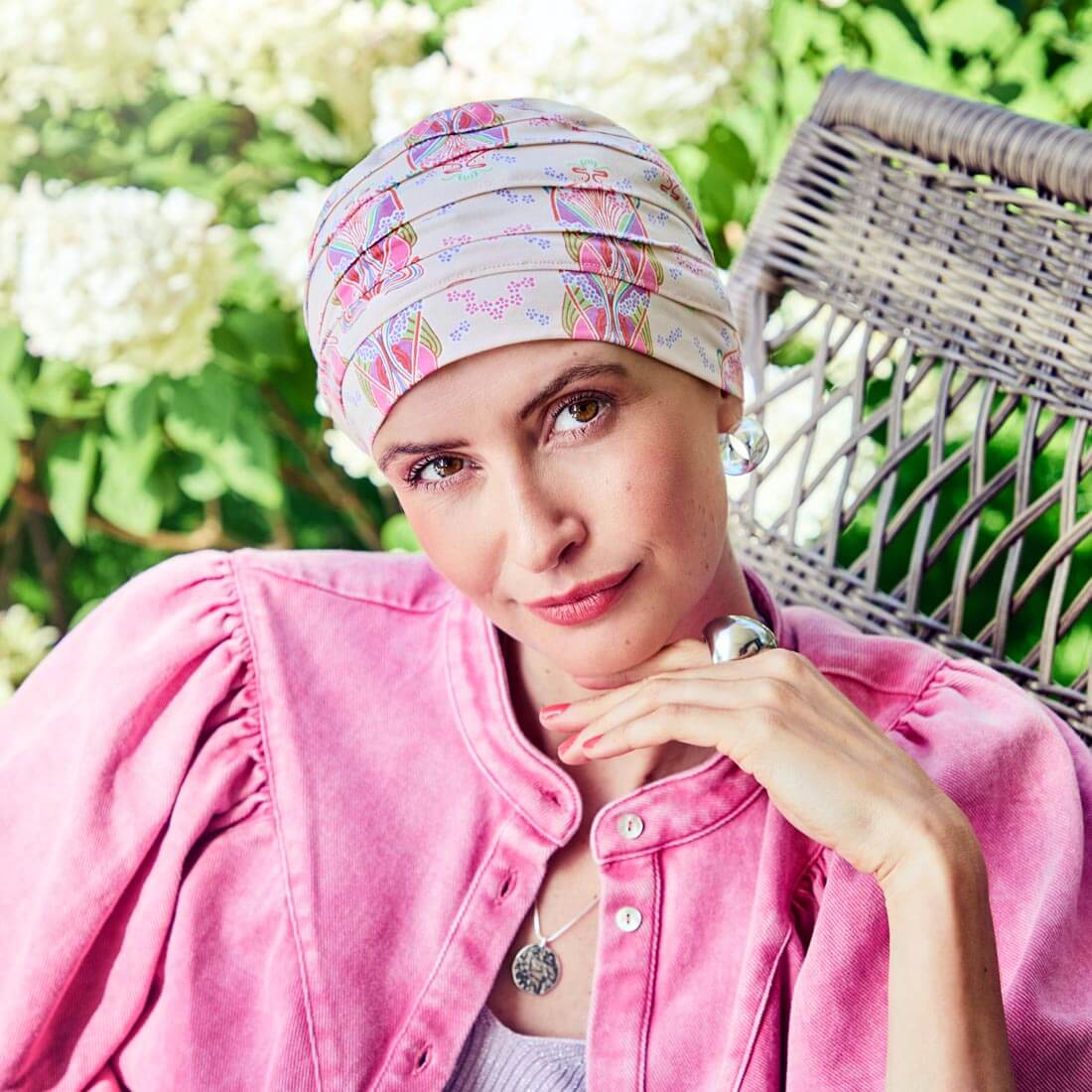 Yoga Turban, vores klassiske turban i lyse farver med pink
