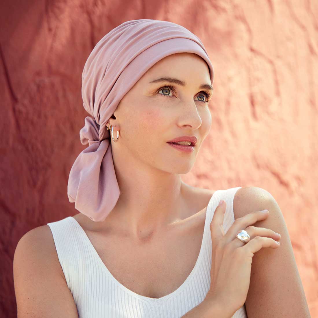 Støvet rosa turban med pandebånd