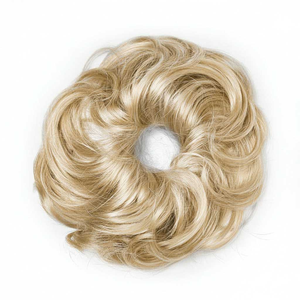 Hårelastik med hår i Champagne Mix