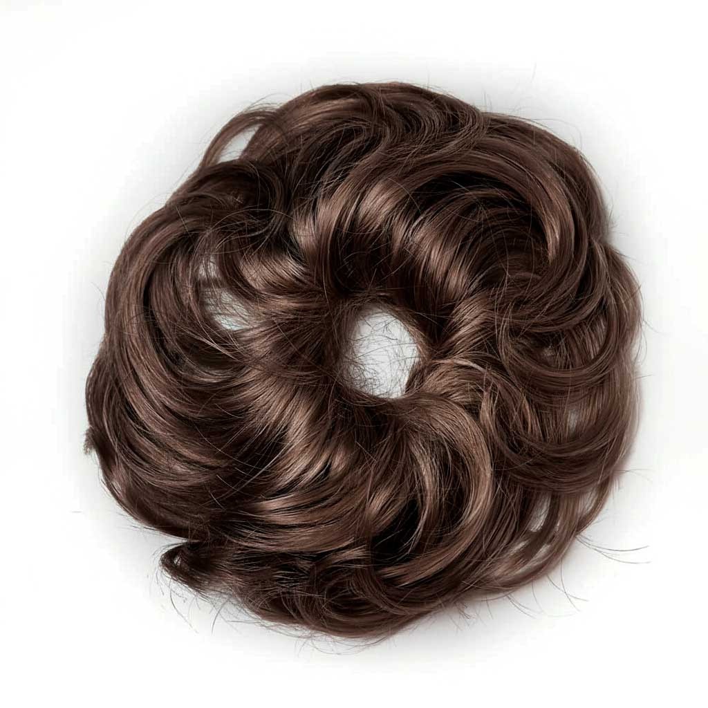 Hårelastik med hår i Chocolate Mix