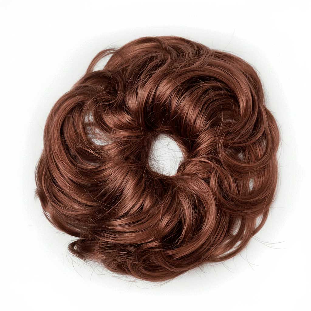 Hårelastik med hår i Cinnamon Brown Mix