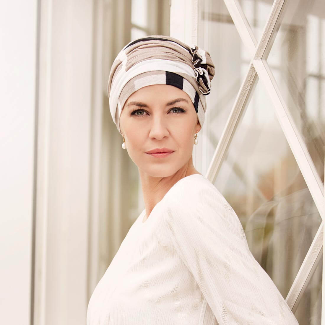 HocLotus Turban i mønstret Squares and Angles