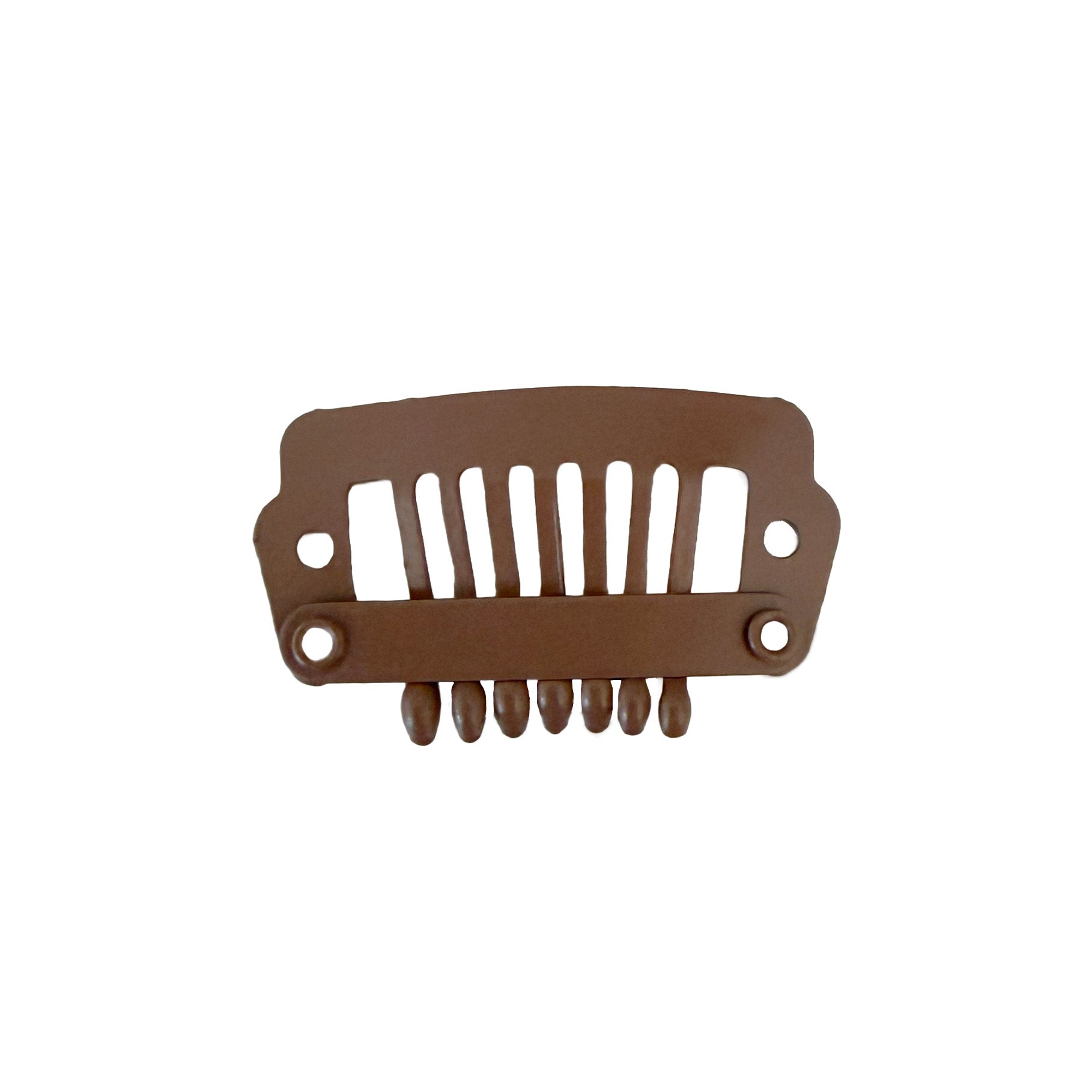 Paryk Clips m. coatede spidser I-shape - Lysebrun 2cm