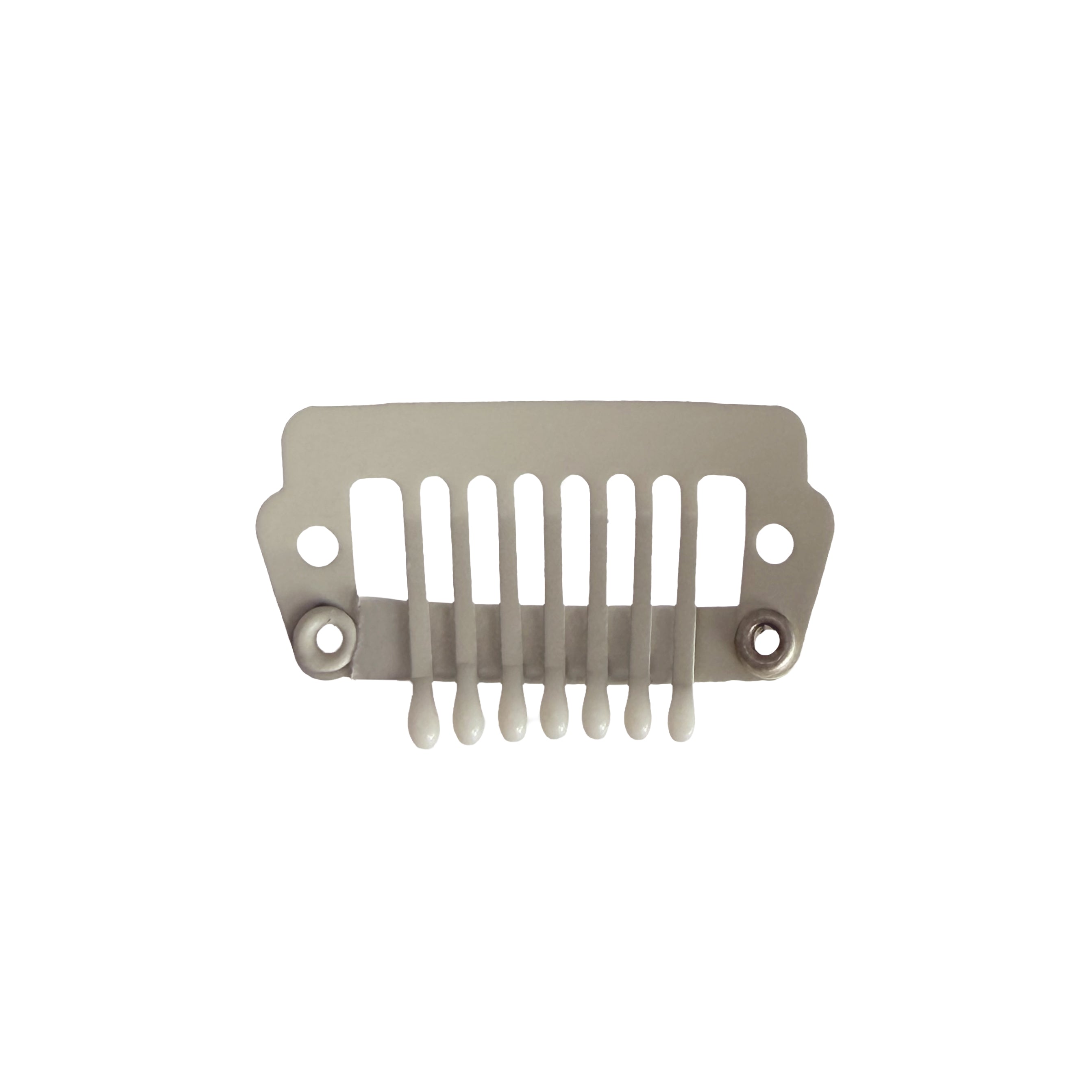 Paryk Clips m. coatede spidser I-shape - Lys beige 2cm