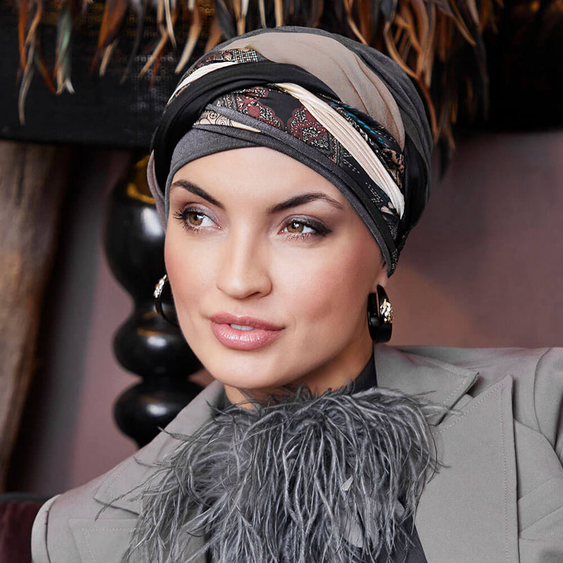 Pearl Turban, Anthracite Brown Mix