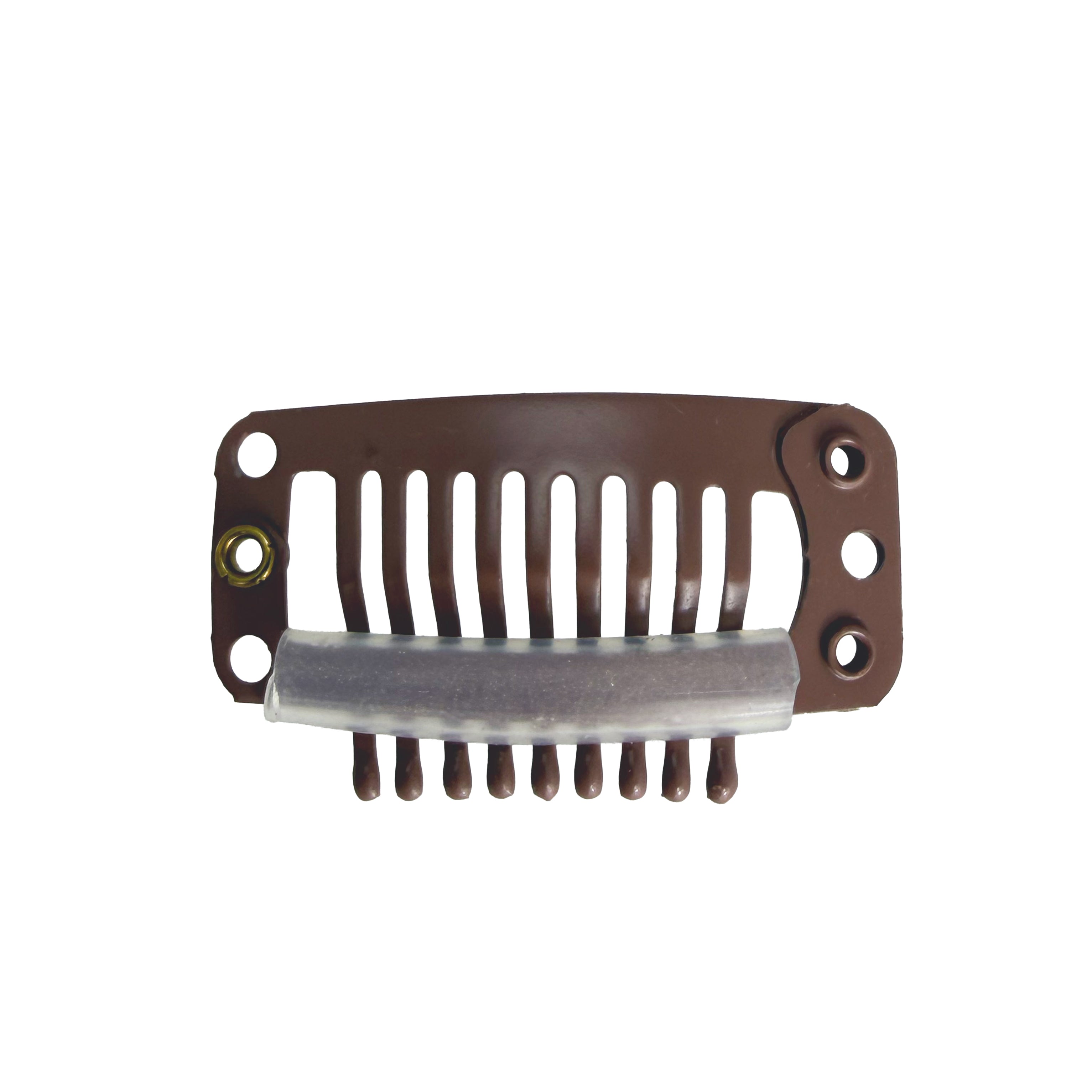 Paryk Clips m. coatede spidser I-shape - Mørk brun 3,5cm