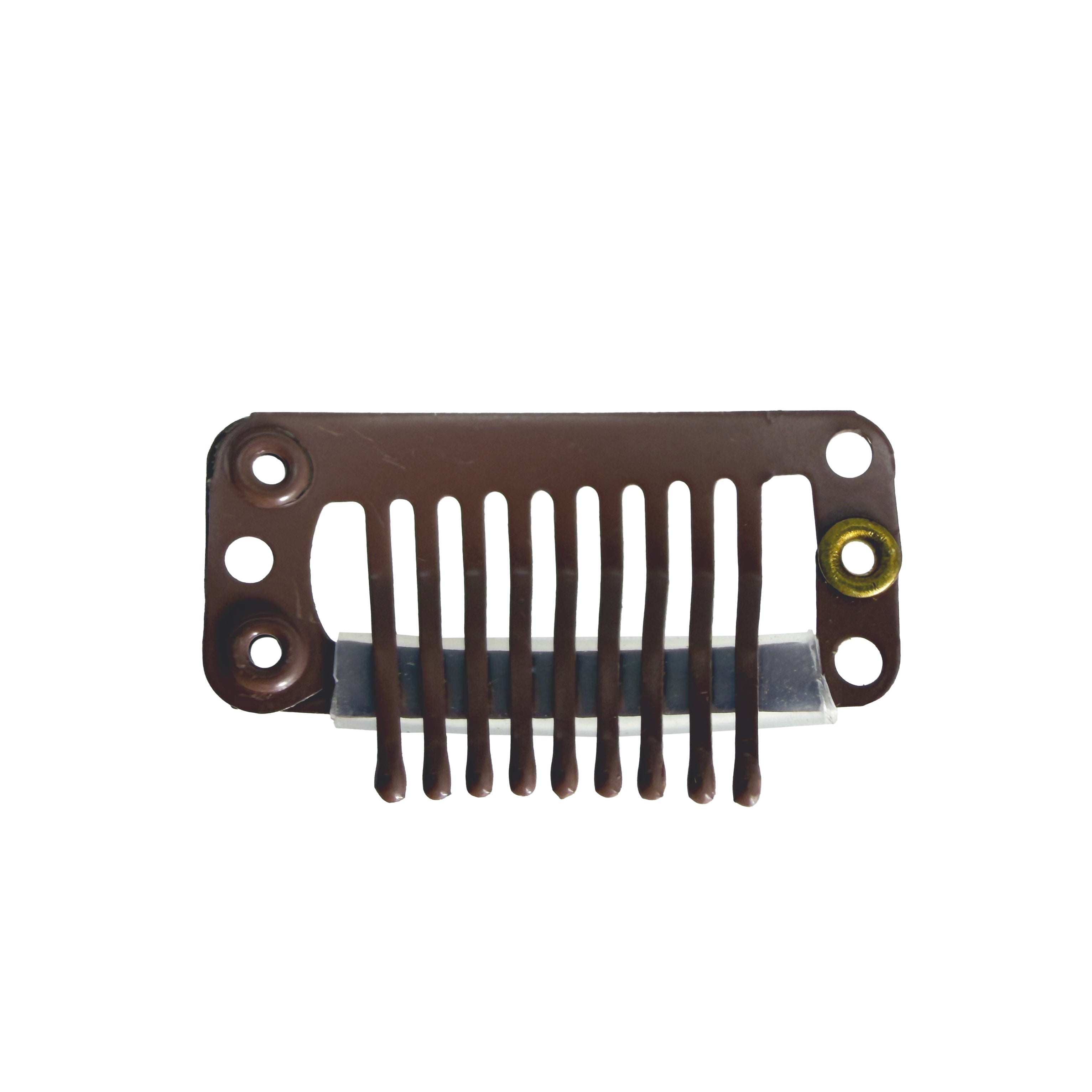 Paryk Clips m. coatede spidser I-shape - Mørk brun 3,5cm