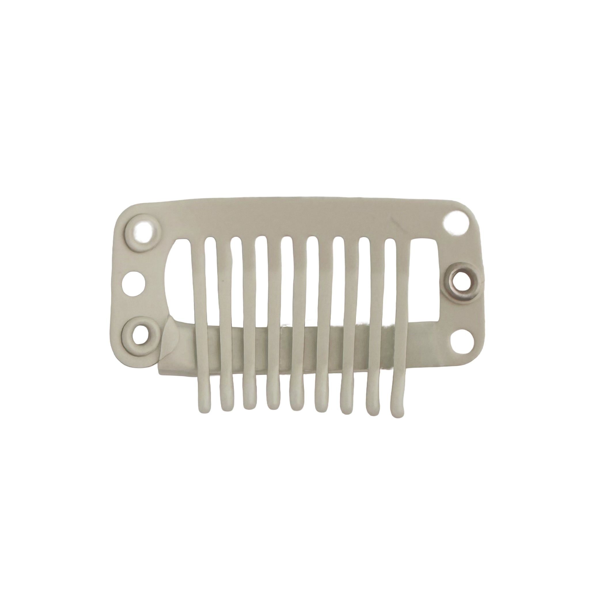 Paryk Clips m. coatede spidser I-shape - Lys beige 3,5cm