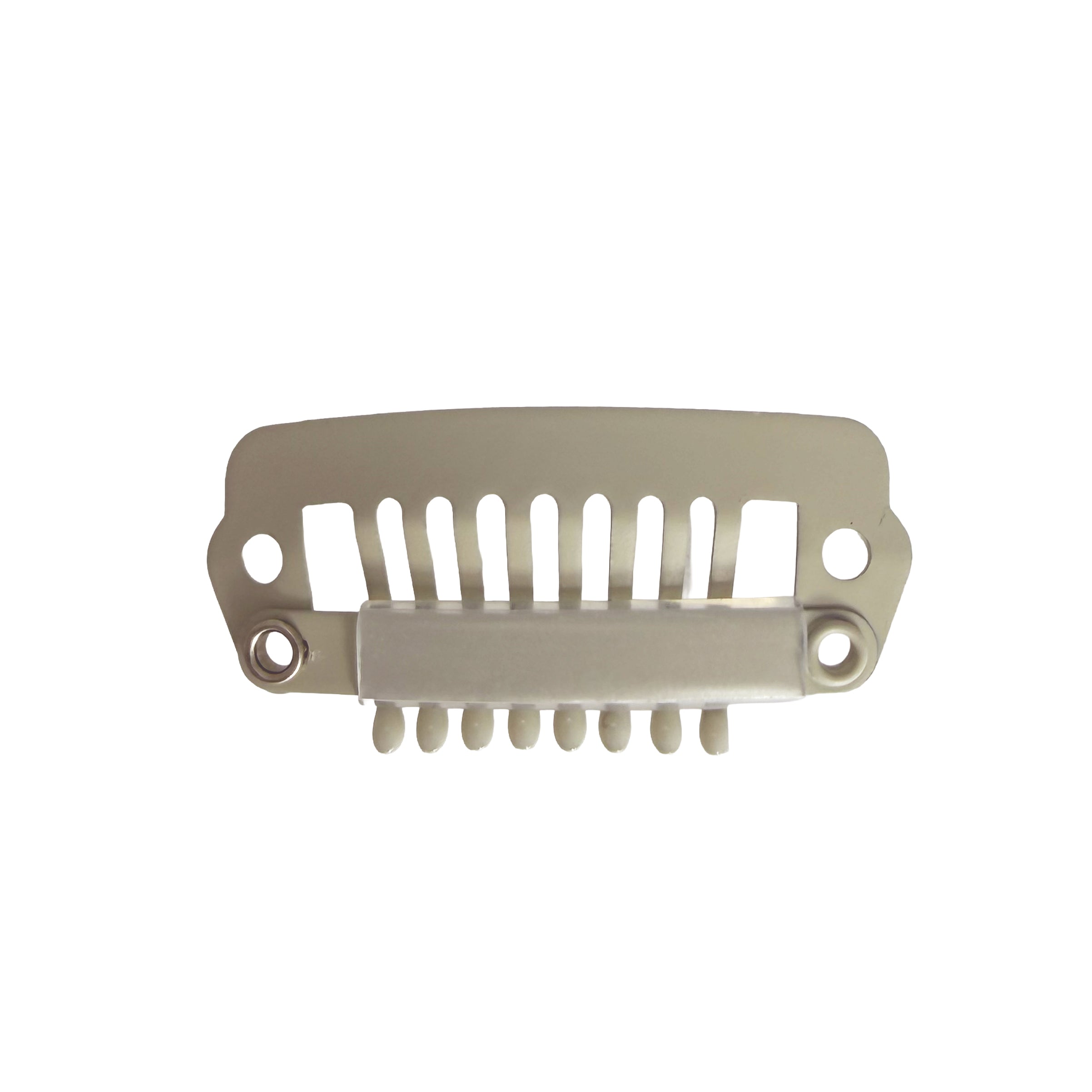 Paryk Clips m. coatede spidser I-shape - Lys beige 3cm