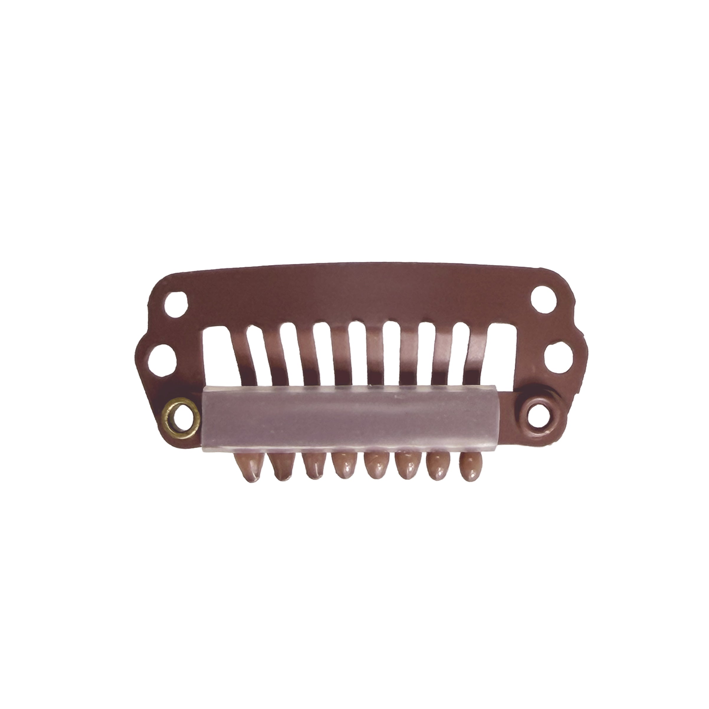 Paryk Clips m. coatede spidser I-shape - Mellembrun 3cm