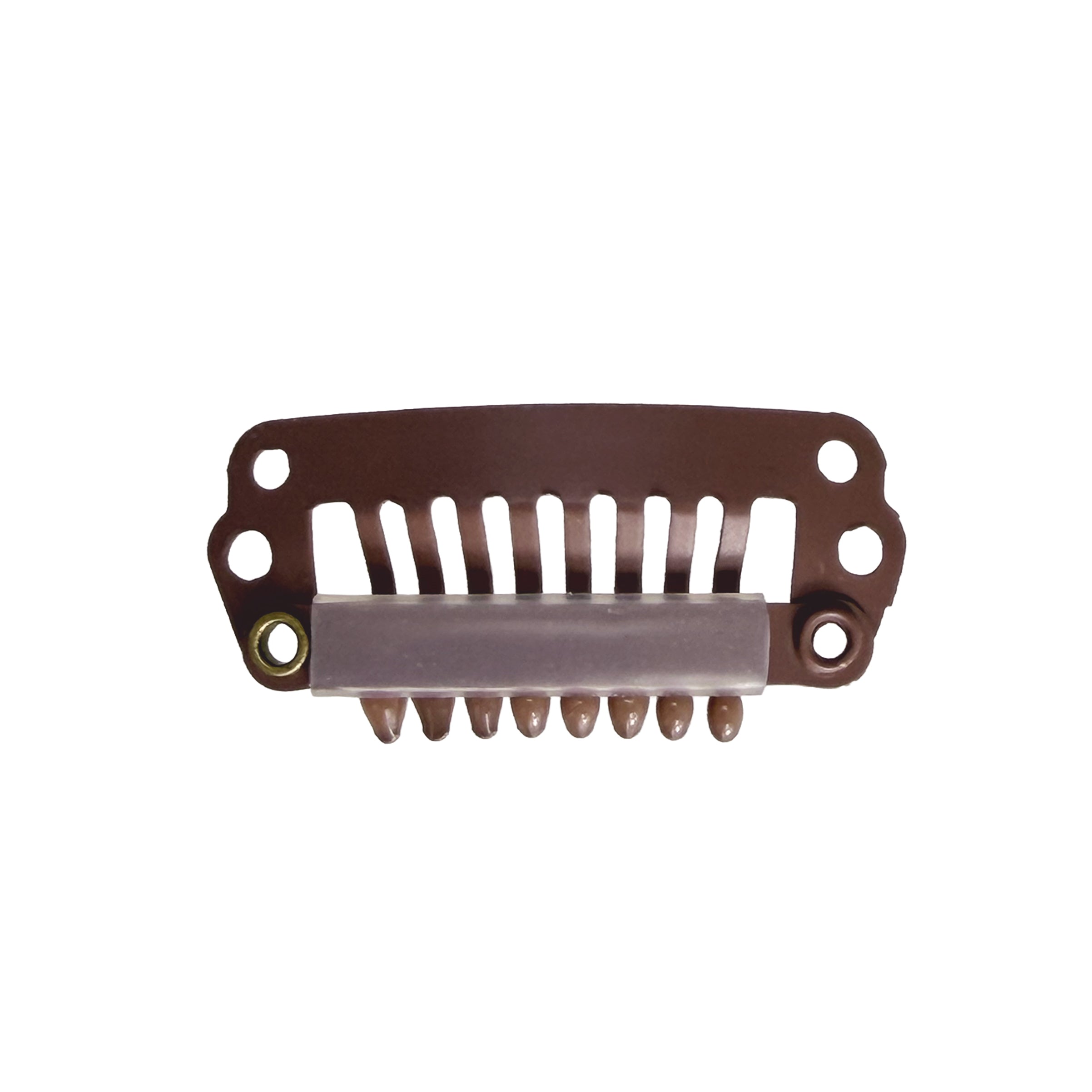 Paryk Clips m. coatede spidser I-shape  - Mørk brun 3cm