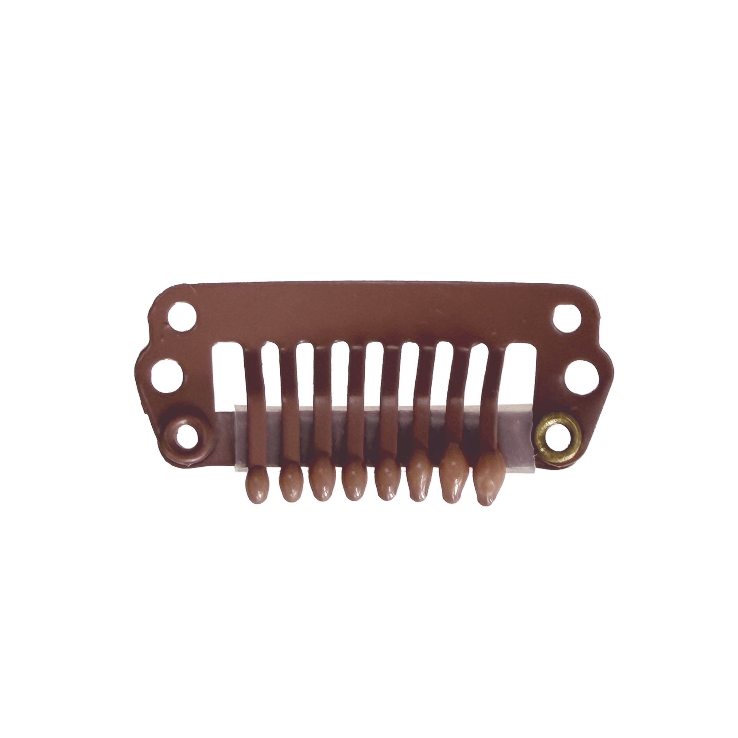 Paryk Clips m. coatede spidser I-shape - Mellembrun 3cm