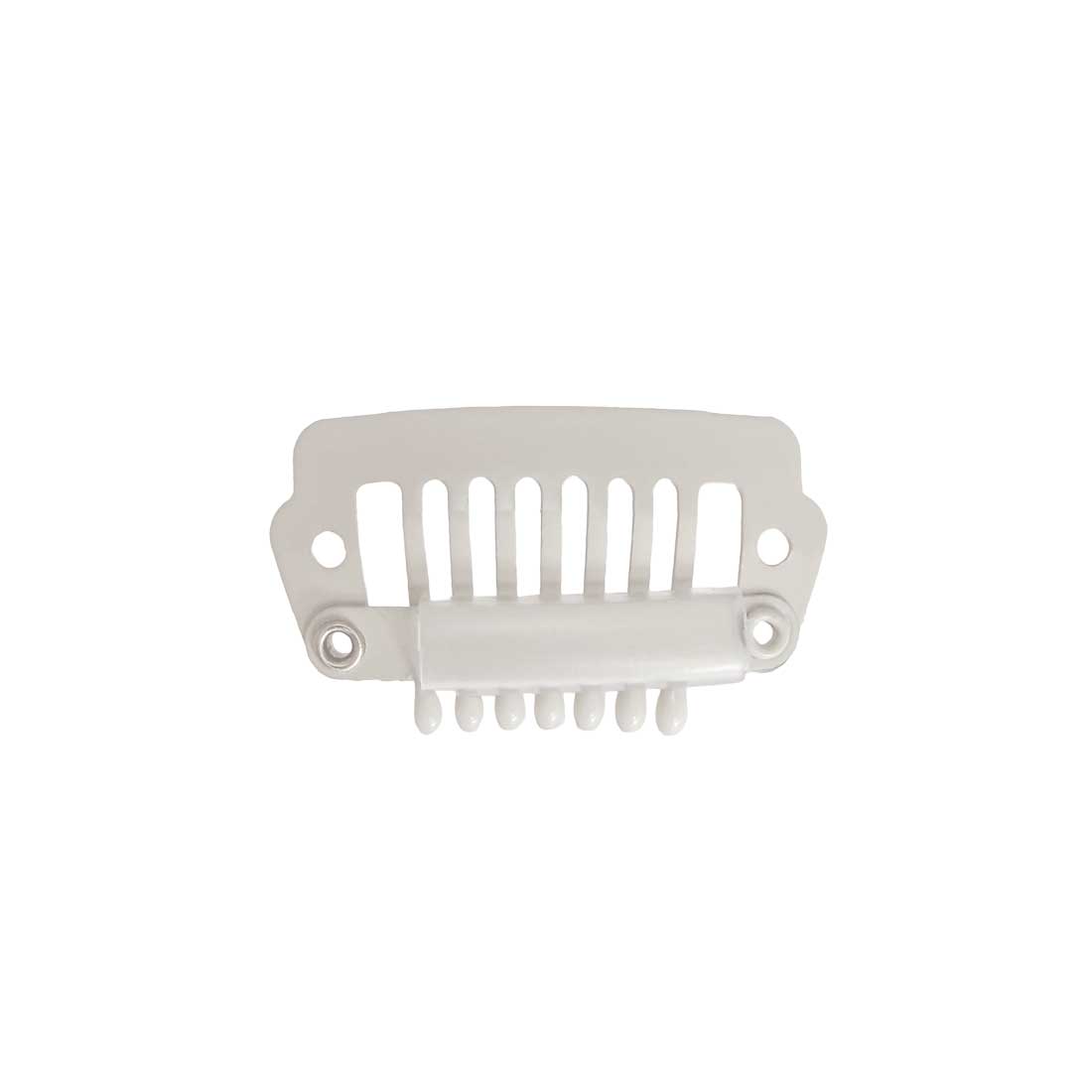 Paryk Clips m. coatede spidser I-shape - Lys beige 2cm