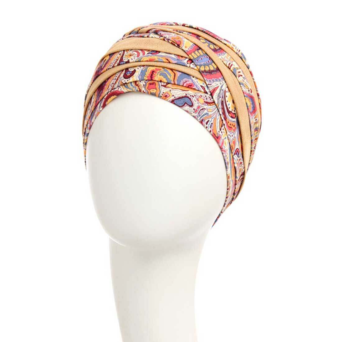 Elegant Turban med flere lag i et smukt mønster Moroccan Paisley