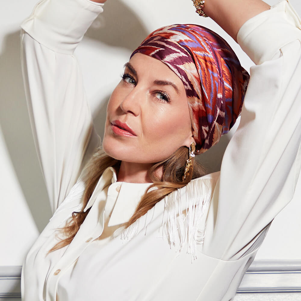 Hocmilena Silk turban, Wave - Dusty Rose