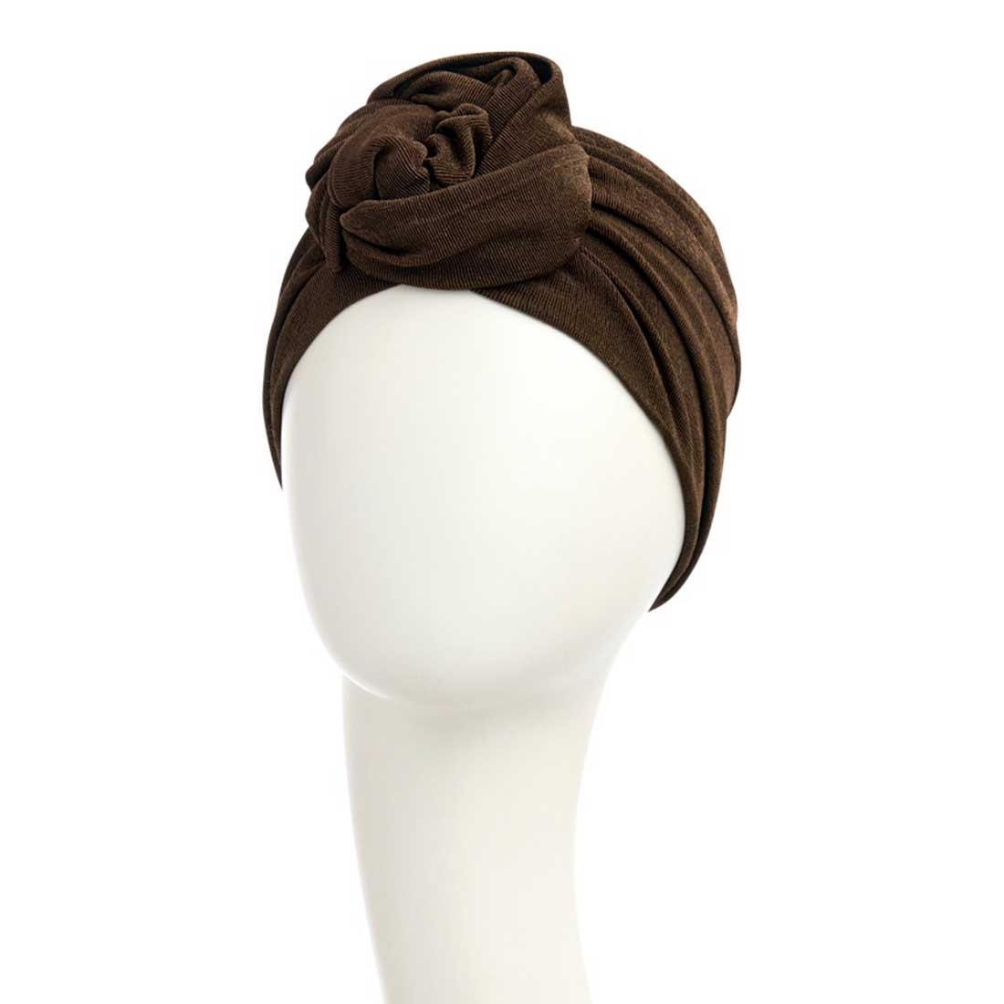 Smuk mørkebrun turban hue i bedste Karen Blixen stil