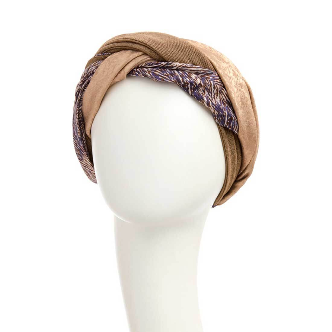Turban HocPerla Turban, Caramel Rituals Mix i brunlige og lilla nuancer