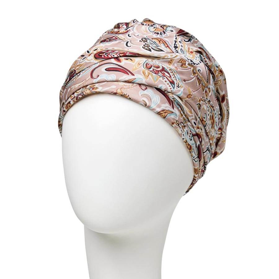 Sapphire Turban med smukt mønster og pandebånd der giver fylde.