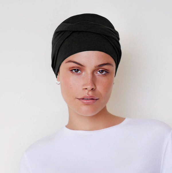 Sort klassisk turban hue