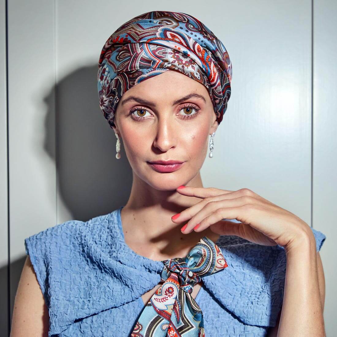 HocMilena Silke Turban i mønstret Royal Paisley Blue