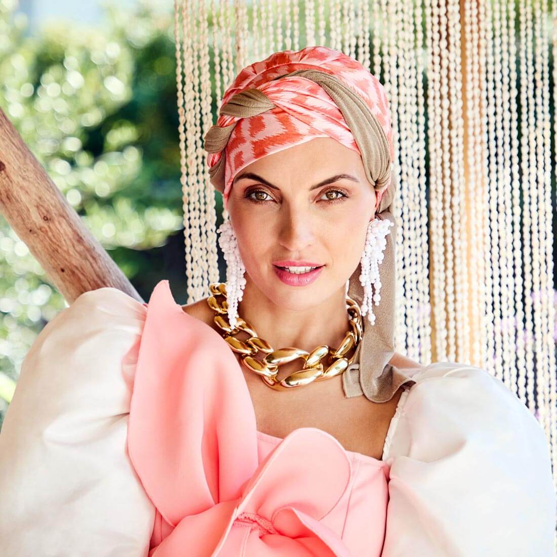 HocSapphire Boho Turban stylet med et yderligere tørklæde