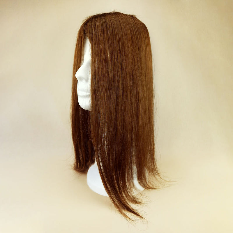 Smart Part hair topper fra Hairtalk. 40 cm lang ægtehår i brun.