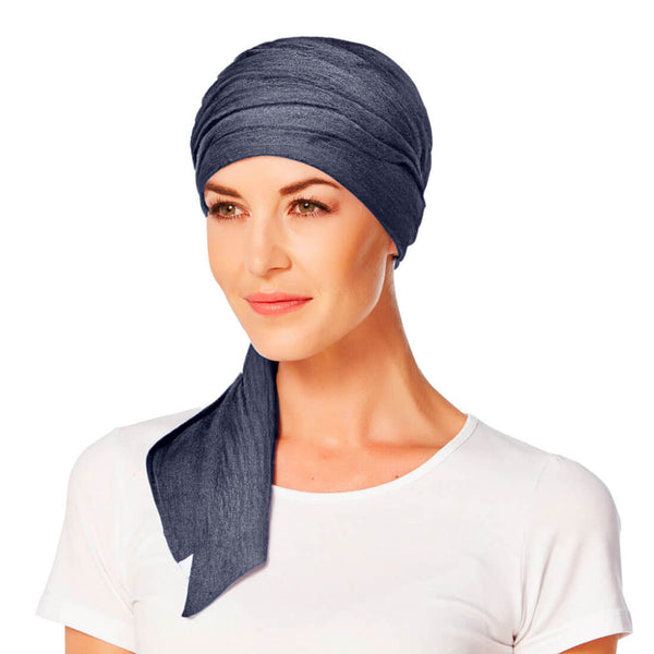 Den klassiske Mantra turban er tilbage, her i farven Blue Melange