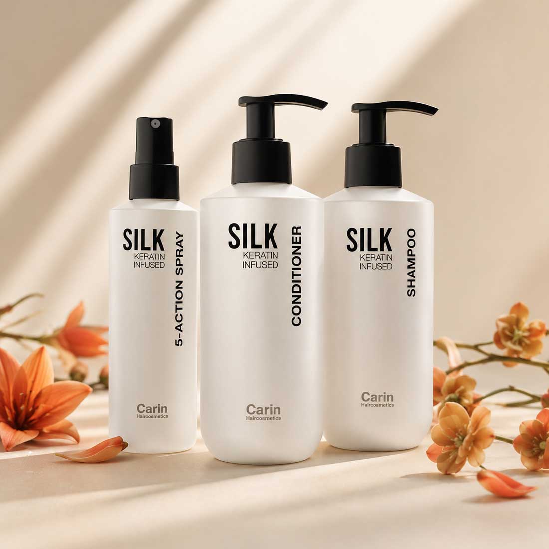 Keratin shampoo, conditioner og leave-in spray