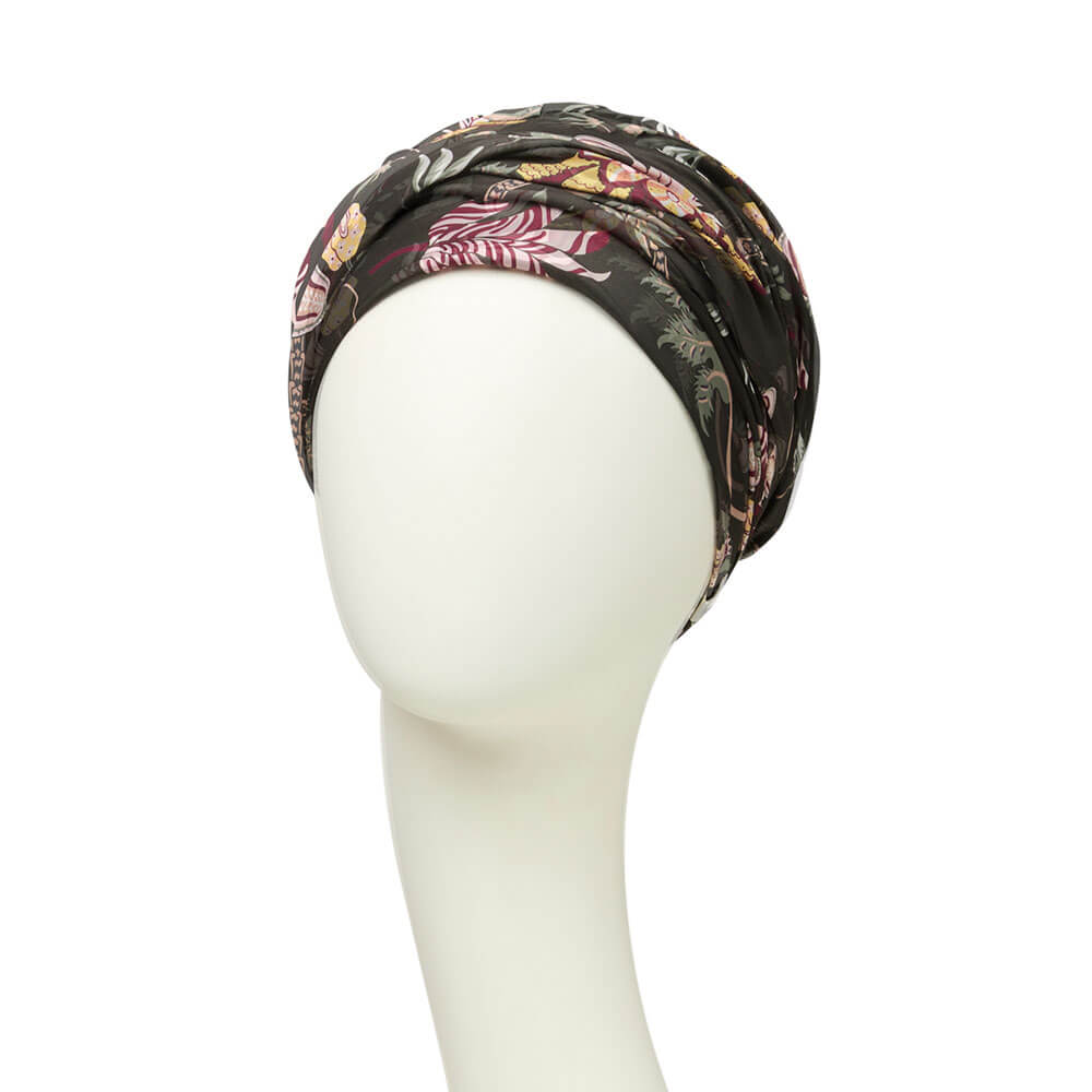 Sapphire Turban med smukt mønster og pandebånd der giver fylde.