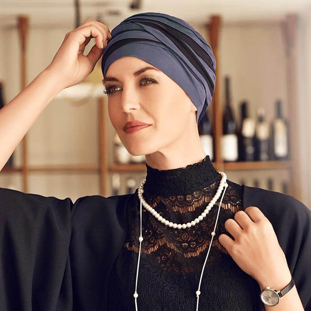 HocShanti Turban, Blå/sort Mix