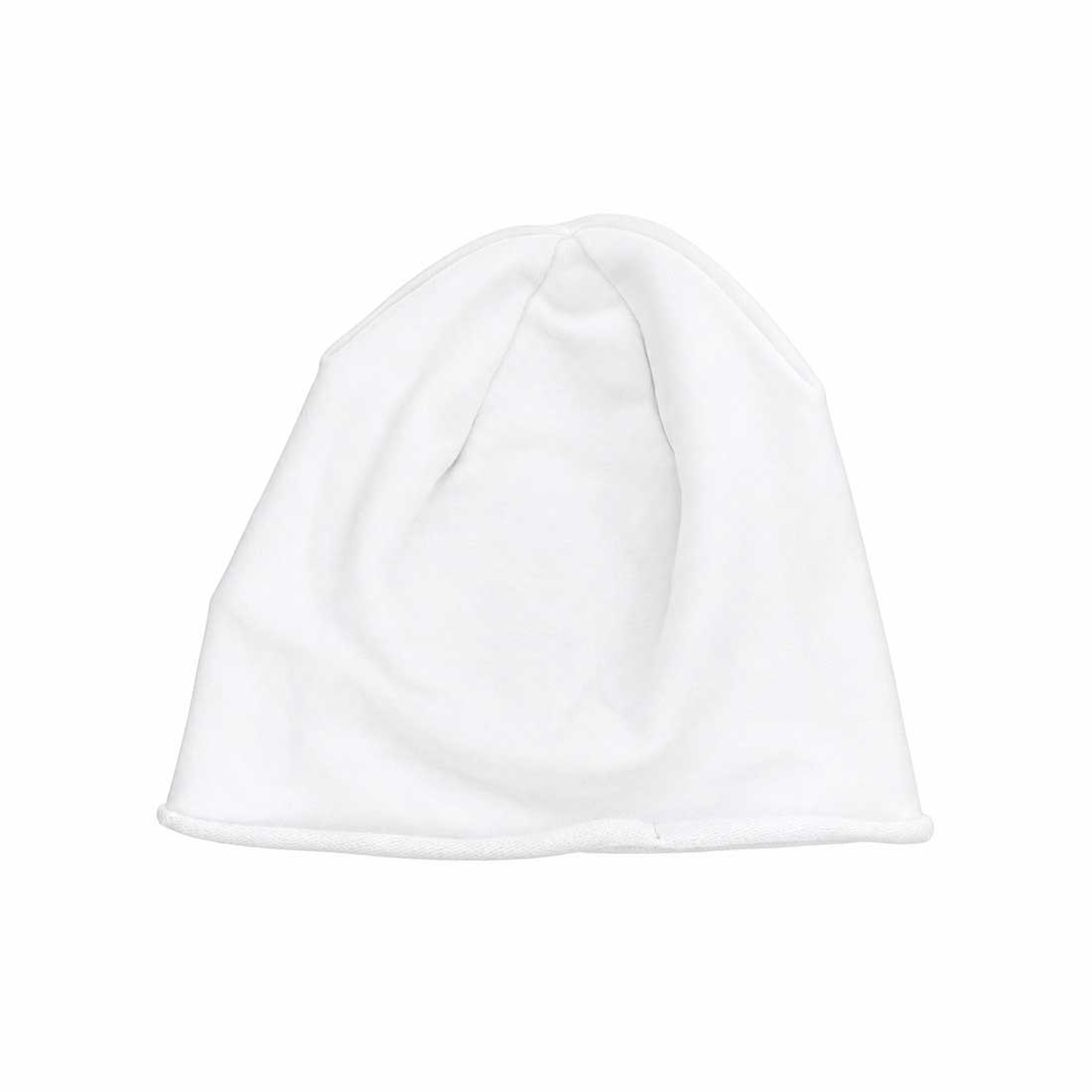 Hvid Beanie der ligger fladt