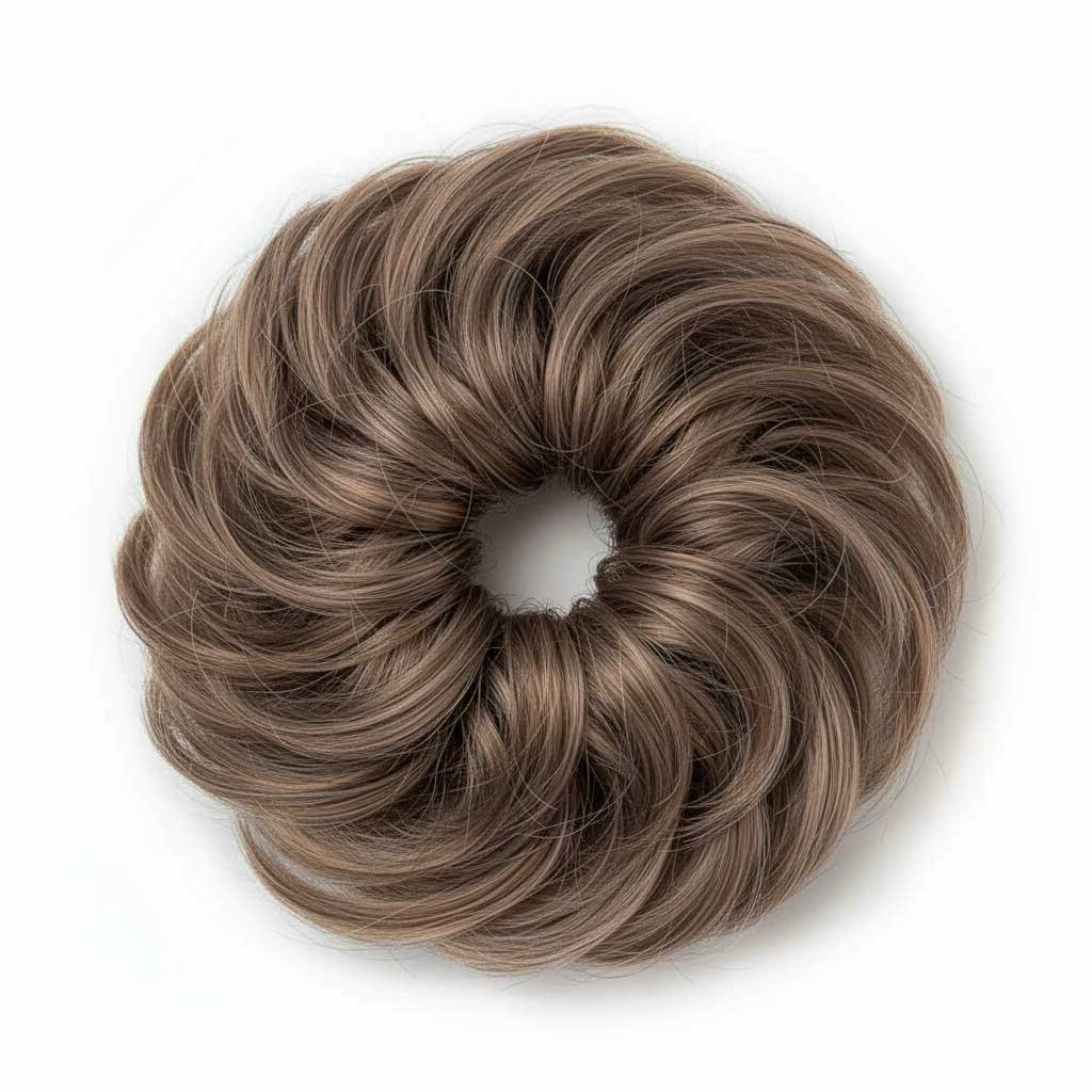 Hårelastik med hår - Dark Sand Mix