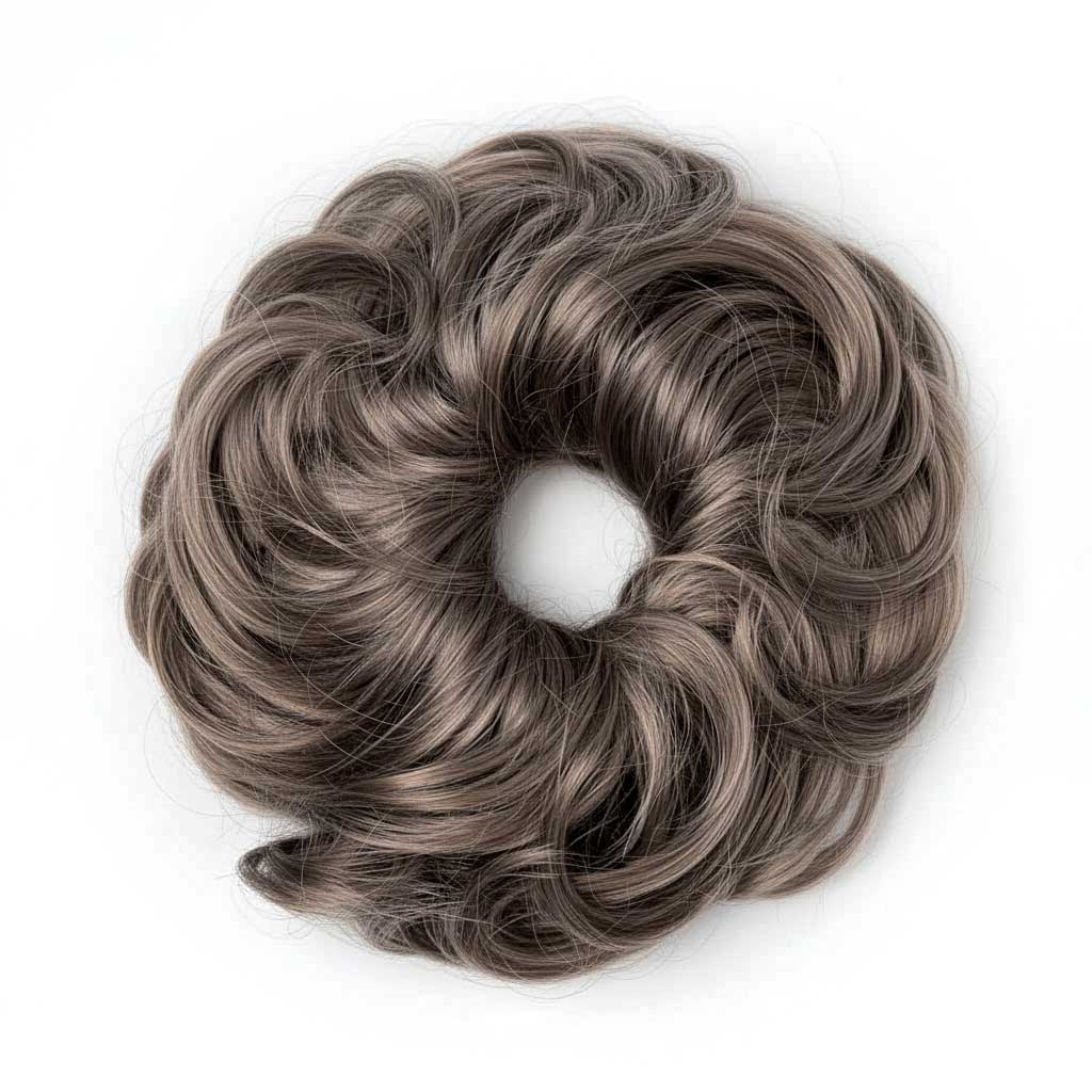 Hårelastik med hår i Dark Smoke Mix