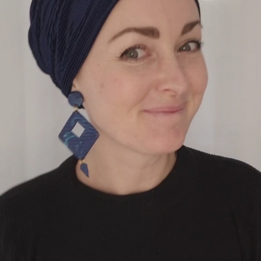 HocLuna Turban, Dark Blue Plissé