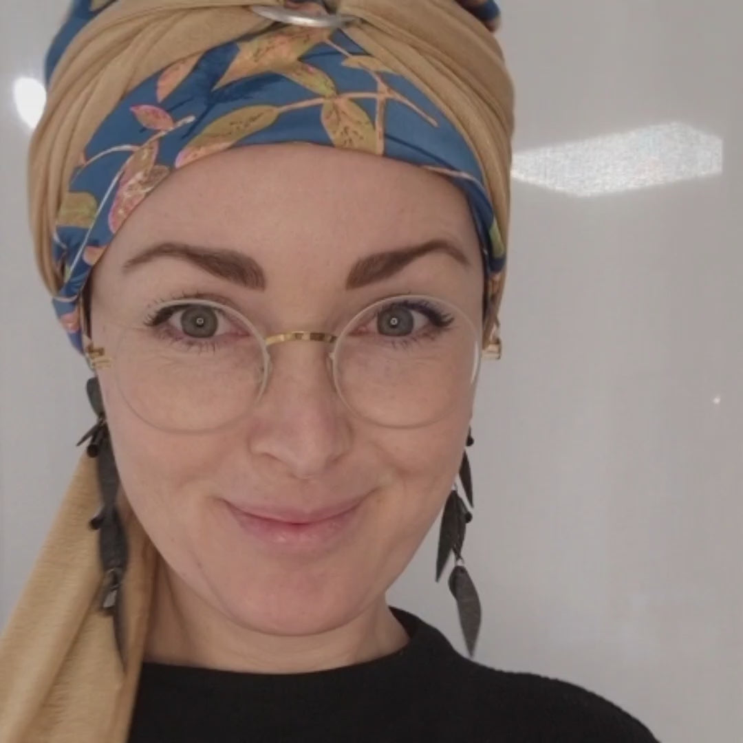 HocSienna Boho Turban Set, Blue Toffee Garden