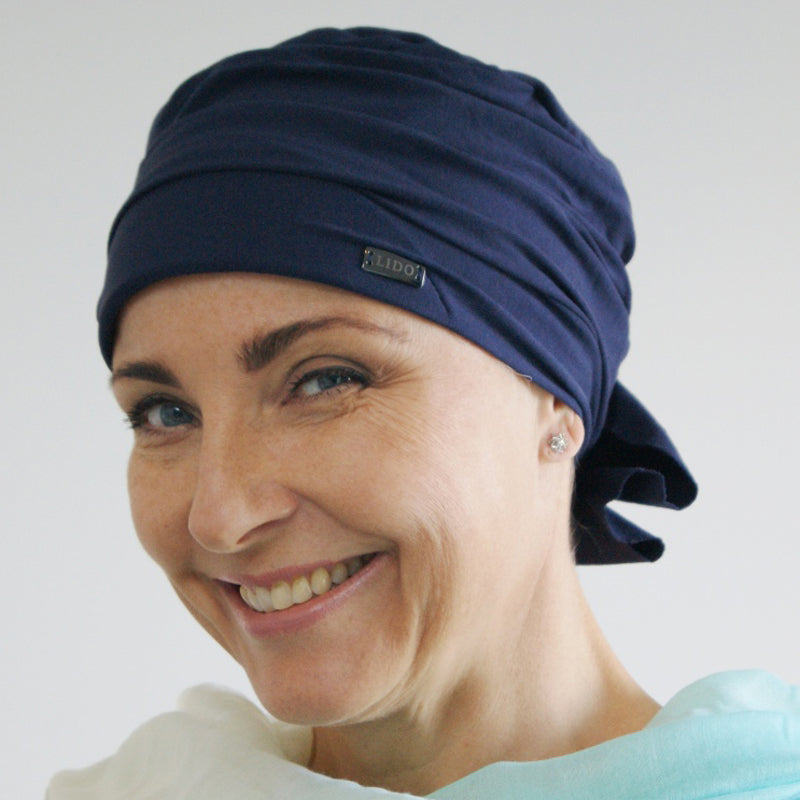 Sydney Turban i blå farve med lille knold